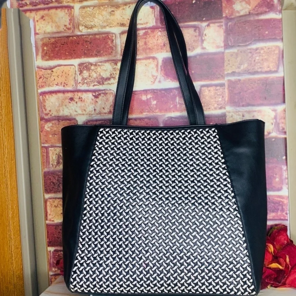 INC International Concepts Black and White Large Houndstooth Tote